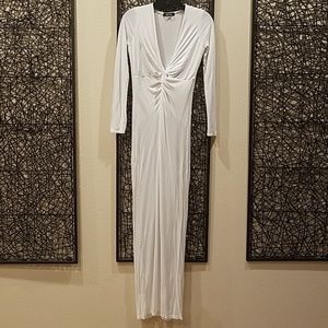 Deep V cut maxi white dress